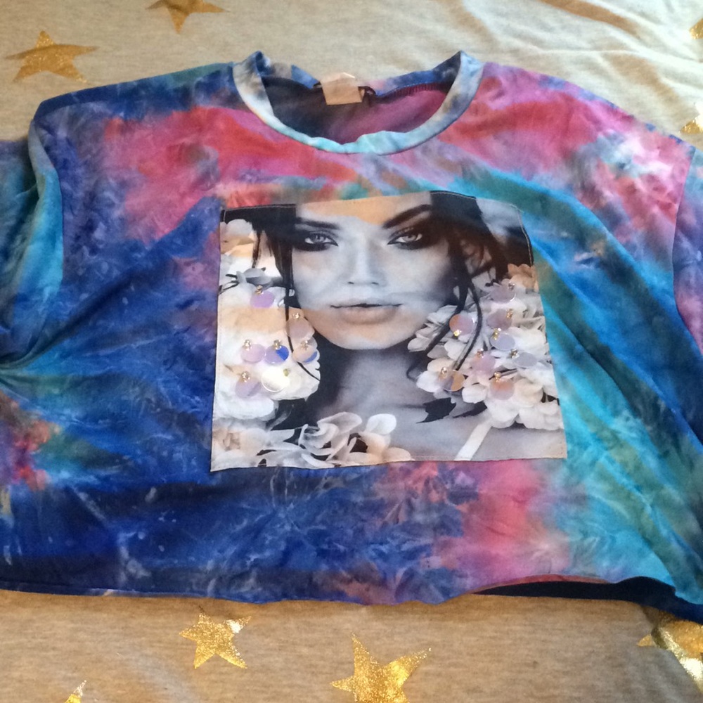 Tie dye shirt with beautiful women face